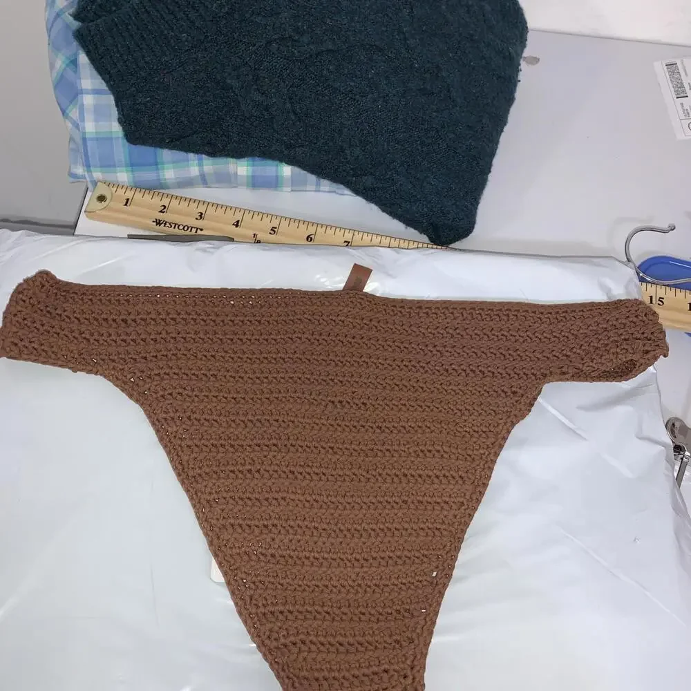 NWOT SKIMS Chocolate Brn‎ Crochet Bikini Bottoms Sz Large